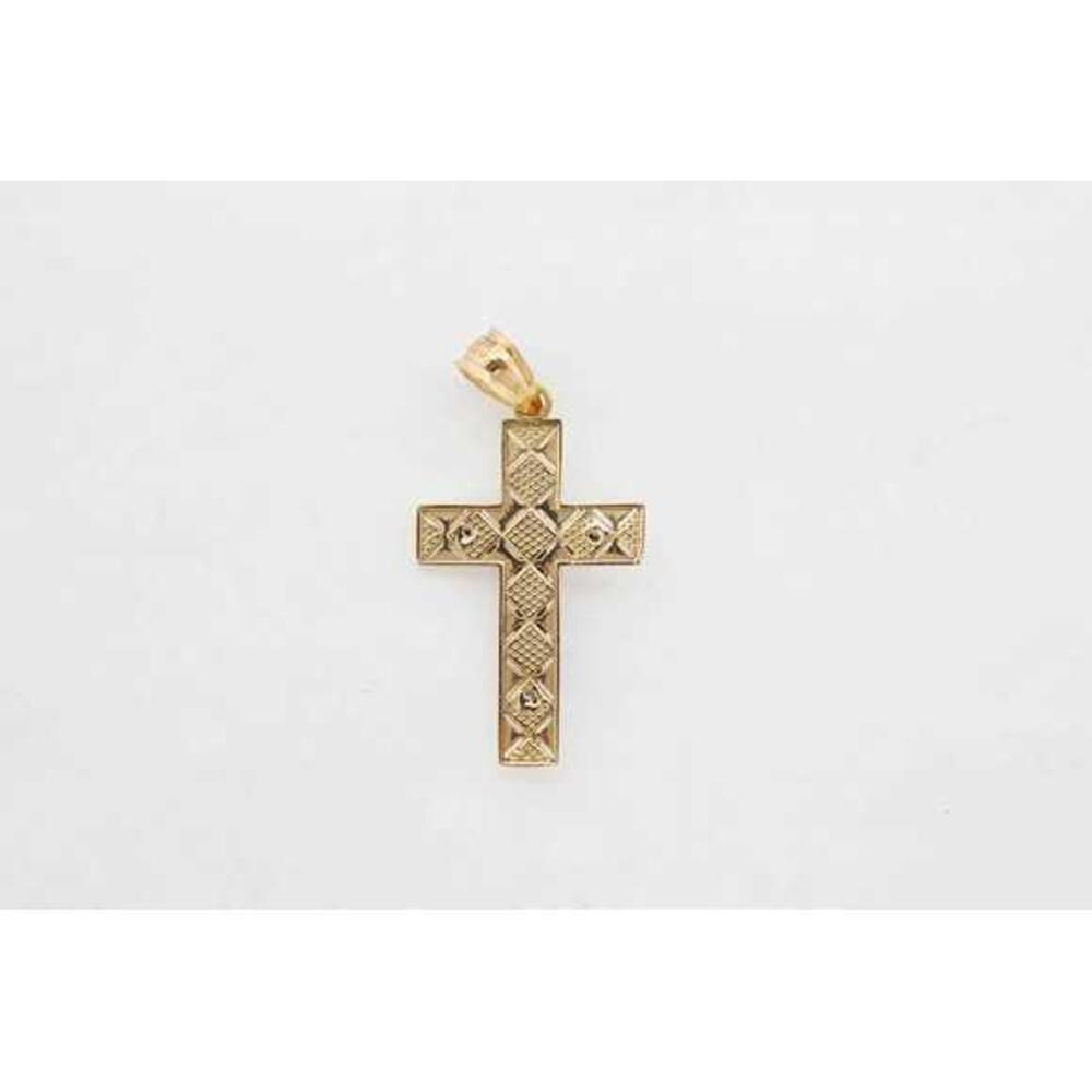 Estate 14k Yellow Gold Cross Charm Pendant Vintage Style - Picture 4 of 6